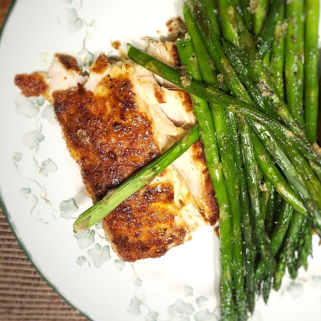 baked fish and green beans