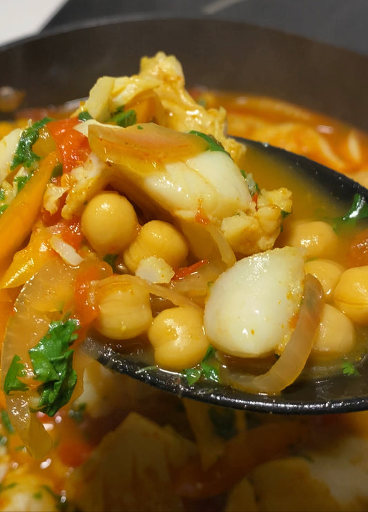 Spicy Fusion Indian Fish & Chickpea Stew