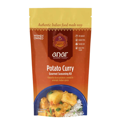 Anar Gourmet Foods all-natural, gluten-free potato curry, front label packaging